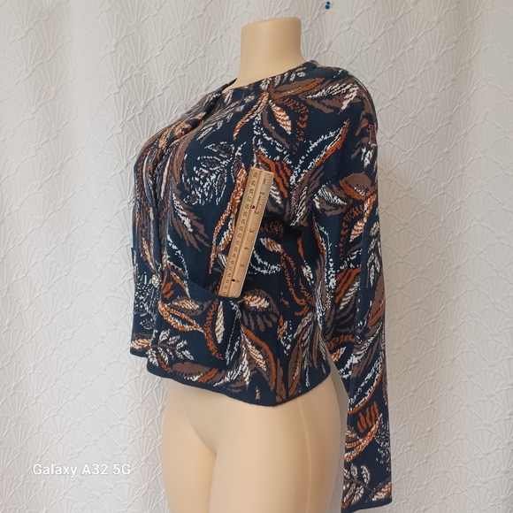 Tahari Brown and White Textured Cardigan Size M - Picture 10 of 15